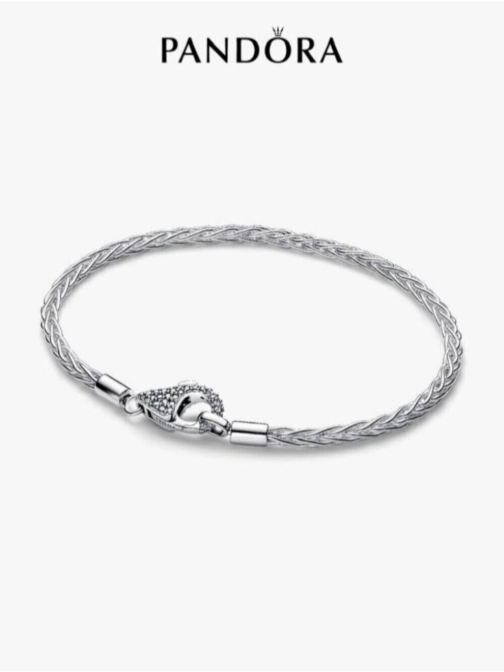 Pandora Pavé Clasp Foxtail Chain Charm Bracelet